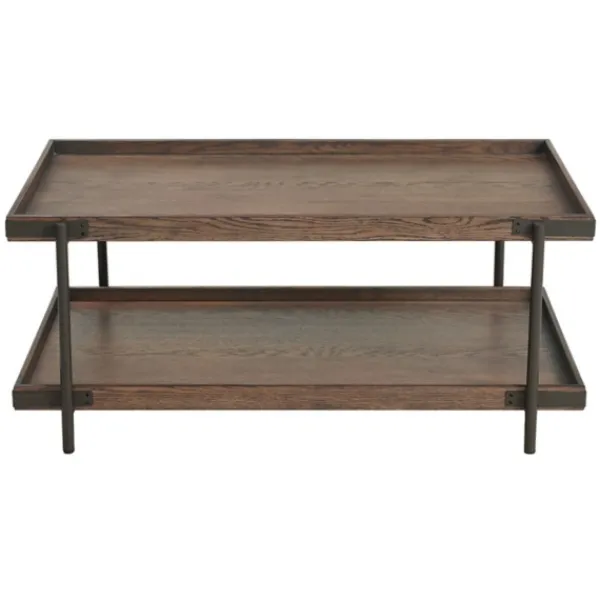 Coffee Tables-Kirkland's Home Mahogany Oak Wood Tray Top Coffee Table Brown