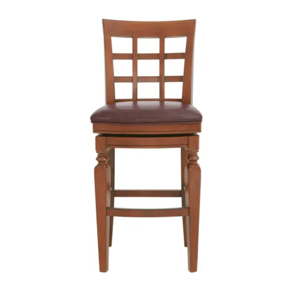 Bar Stools & Counter Height Stools-Kirkland's Home Mahogany Trellis Swivel Bar Stool Brown