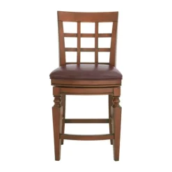 Bar Stools & Counter Height Stools-Kirkland's Home Mahogany Trellis Swivel Counter Stool Brown