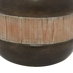 Decorative Bowls & Jars-Kirkland's Home Mahogany Wood And Metal Jar With Lid, 11 In. Brown/Tan