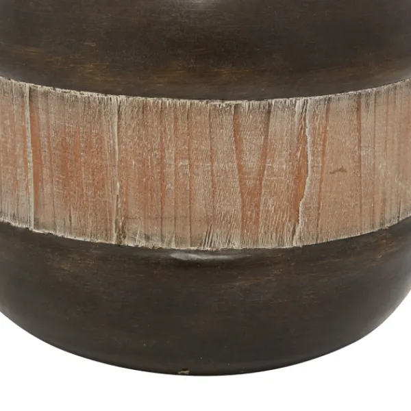 Decorative Bowls & Jars-Kirkland's Home Mahogany Wood And Metal Jar With Lid, 11 In. Brown/Tan