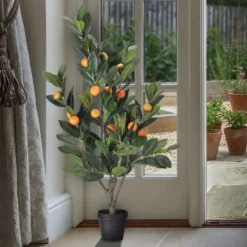 Trees & Topiaries-Kirkland's Home Mandarin Orange Tree In Black Planter