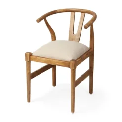 Dining Chairs-Kirkland's Home Mango Wood And Linen Wishbone Dining Chair