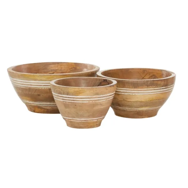 Decorative Bowls & Jars-Kirkland's Home Mango Wood Bowls, Set Of 3 Brown