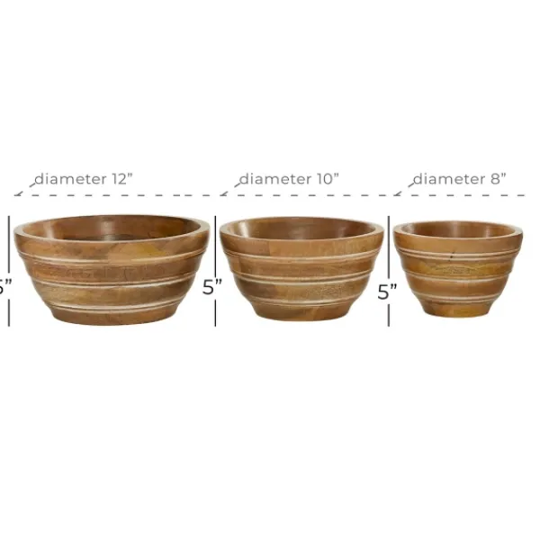 Decorative Bowls & Jars-Kirkland's Home Mango Wood Bowls, Set Of 3 Brown