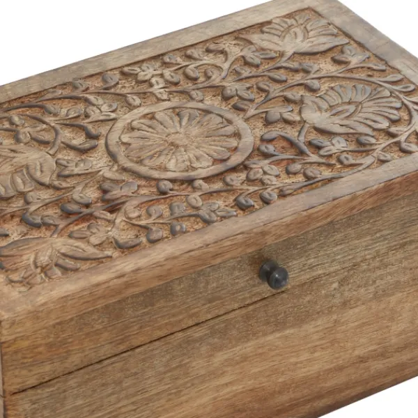 Baskets & Boxes-Kirkland's Home Mango Wood Carved Boxes, Set Of 3 Brown