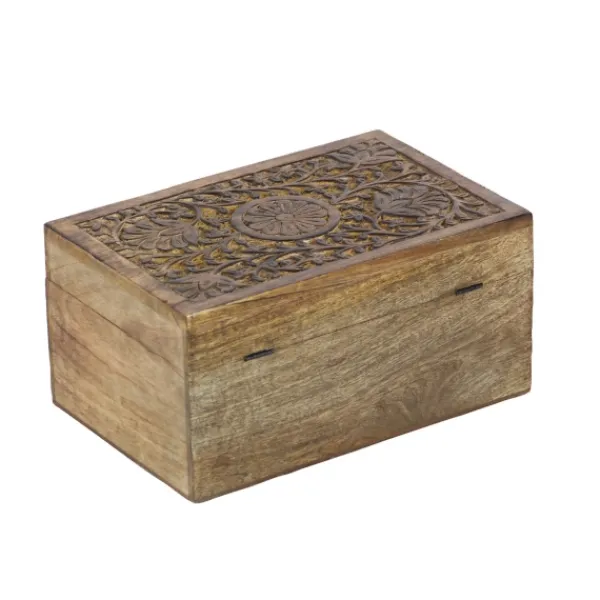 Baskets & Boxes-Kirkland's Home Mango Wood Carved Boxes, Set Of 3 Brown