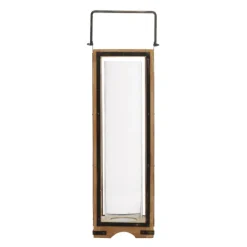 Lanterns-Kirkland's Home Mango Wood Frame Lantern, 31 In. Brown