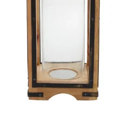 Lanterns-Kirkland's Home Mango Wood Frame Lantern, 31 In. Brown