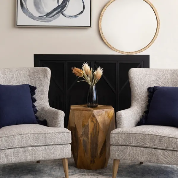 Accent & End Tables-Kirkland's Home Mango Wood Hexagon Side Table Tan