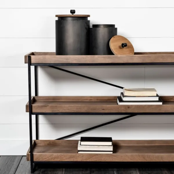 Console Tables-Kirkland's Home Mango Wood Metal Frame Console Table Brown