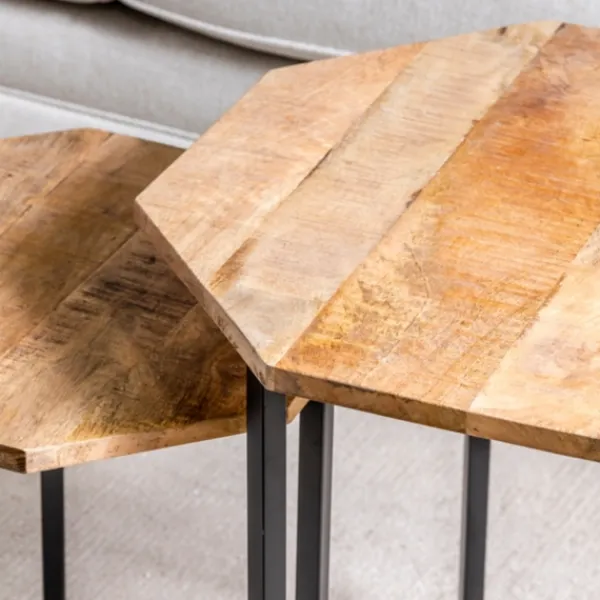 Accent & End Tables-Kirkland's Home Mango Wood Nesting Accent Tables, Set Of 2 Tan