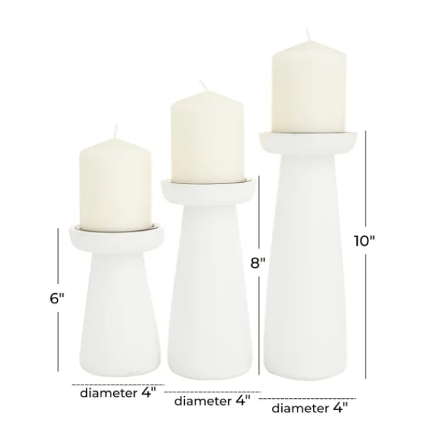 Candle Holders-Kirkland's Home Mango Wood 3-Pc. Pillar Candle Holder Set White