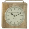 Decorative Accents-Kirkland's Home Mango Wood Square Handled Tabletop Clock Brown