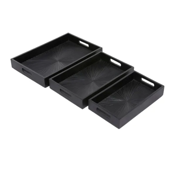 Decorative Trays-Kirkland's Home Mango Wood Trays, Set Of 3 Black