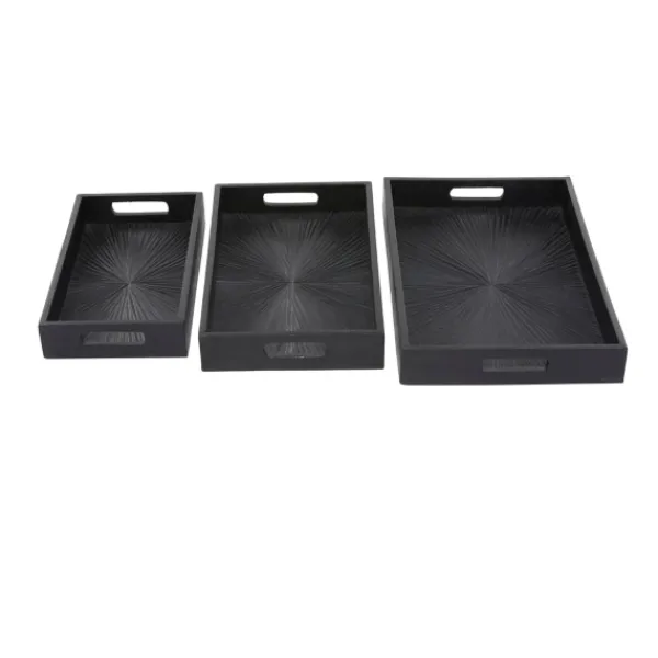 Decorative Trays-Kirkland's Home Mango Wood Trays, Set Of 3 Black