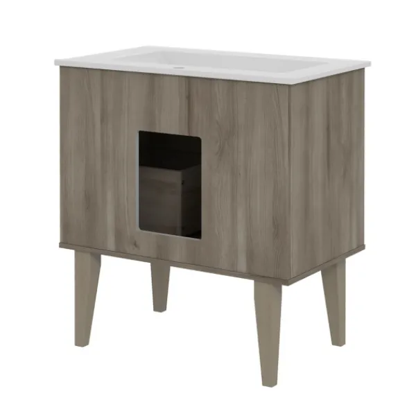 Bathroom Furniture-Kirkland's Home Maple Corinth Wood Sink Vanity Gray