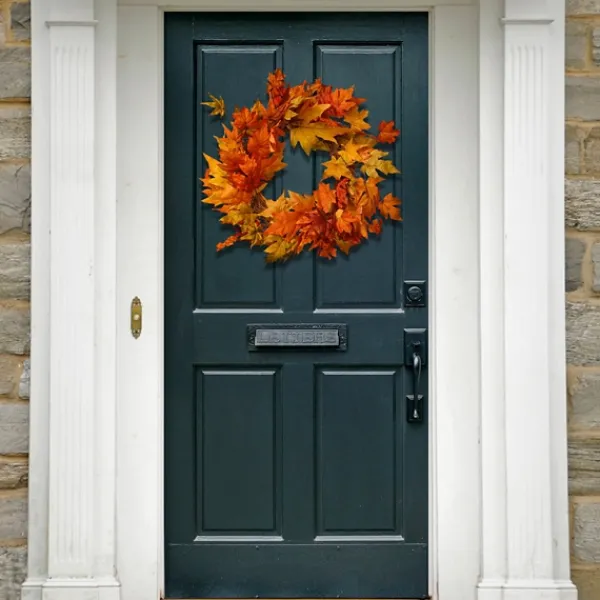 Wreaths-Kirkland's Home Maple Leaf Fall Foliage Wreath Orange