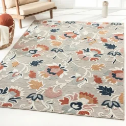 Outdoor Rugs-Kirkland's Home Mara Floral Blossom Indoor/Outdoor Area Rug, 5X7 Gray/White/Multi