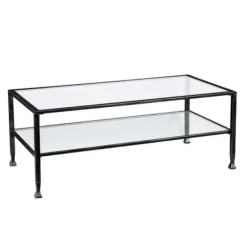 Coffee Tables-Kirkland's Home Mara Glass And Metal Coffee Table Black
