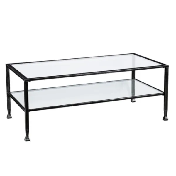 Coffee Tables-Kirkland's Home Mara Glass And Metal Coffee Table Black