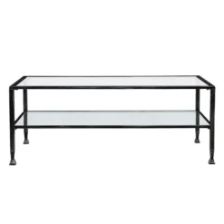 Coffee Tables-Kirkland's Home Mara Glass And Metal Coffee Table Black