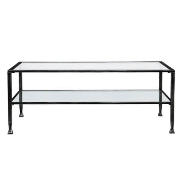Coffee Tables-Kirkland's Home Mara Glass And Metal Coffee Table Black