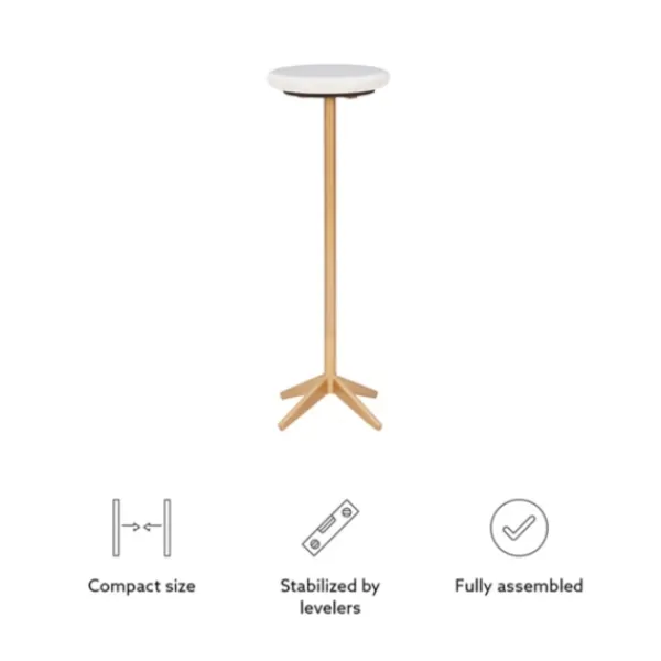 Accent & End Tables-Kirkland's Home Marble And Gold Base Cocktail Table White