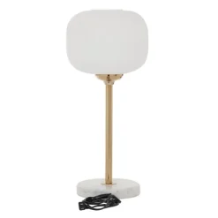 Table Lamps-Kirkland's Home Marble And Gold Metal Globe Table Lamp White