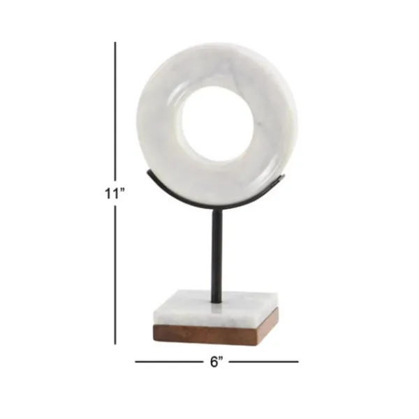 Statues & Figurines-Kirkland's Home Marble Ring Sculpture, 11 In. White
