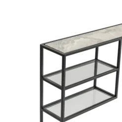 Console Tables-Kirkland's Home Marble Top Black Metal Console Table Black/White