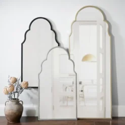 Decorative Mirrors-Kirkland's Home Maria Metal Arch Wall Mirror Black