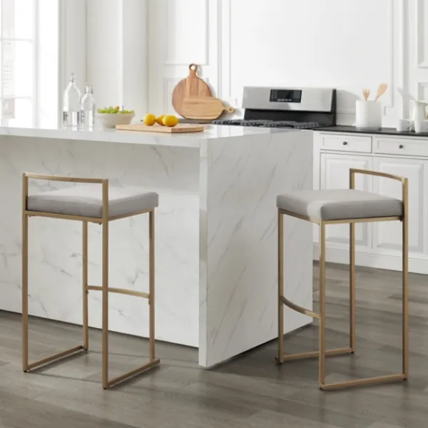 Bar Stools & Counter Height Stools-Kirkland's Home Marley And Gold Bar Stools, Set Of 2 Gray