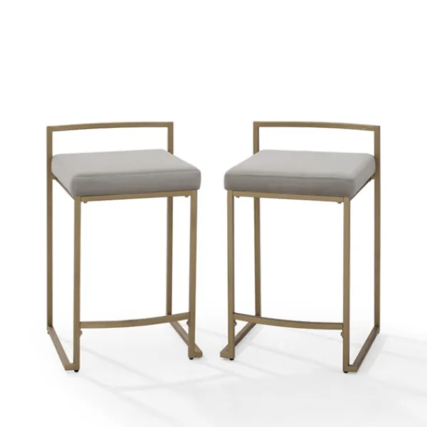 Bar Stools & Counter Height Stools-Kirkland's Home Marley And Gold Counter Stools, Set Of 2 Gray