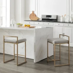 Bar Stools & Counter Height Stools-Kirkland's Home Marley And Gold Counter Stools, Set Of 2 Gray