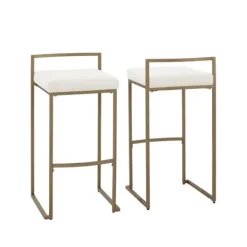 Bar Stools & Counter Height Stools-Kirkland's Home Marley Cream And Gold Bar Stools, Set Of 2 White