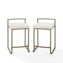 Bar Stools & Counter Height Stools-Kirkland's Home Marley Cream And Gold Counter Stools, Set Of 2 White