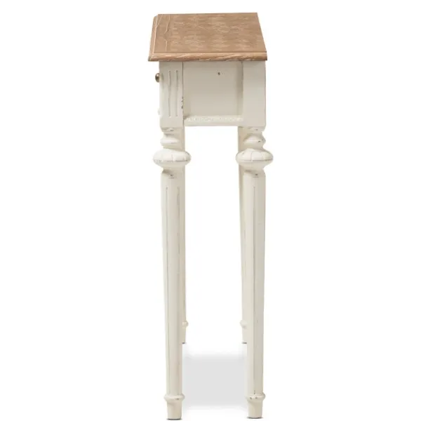 Console Tables-Kirkland's Home Marquetterie Whitewashed Oak Top Console Table