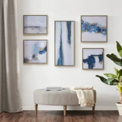 Framed Art-Kirkland's Home Martha Stewart Blue Drift 5-Pc. Framed Art Blue/White/Gold