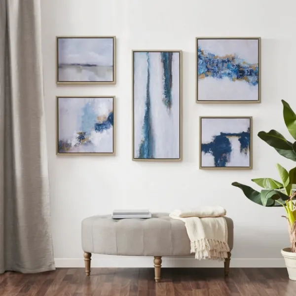 Framed Art-Kirkland's Home Martha Stewart Blue Drift 5-Pc. Framed Art Blue/White/Gold