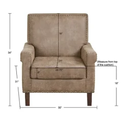 Accent Chairs-Kirkland's Home Martha Stewart Faux Leather Accent Chair Brown