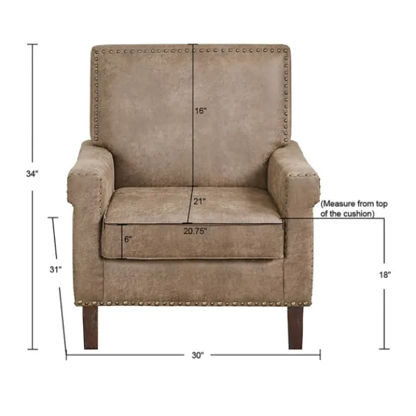 Accent Chairs-Kirkland's Home Martha Stewart Faux Leather Accent Chair Brown