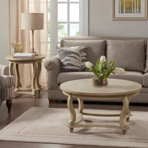 Coffee Tables-Kirkland's Home Martha Stewart Round Coffee Table Tan