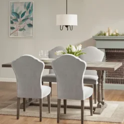 Dining Tables-Kirkland's Home Martha Stewart Tiffany Pedestal Dining Table Gray