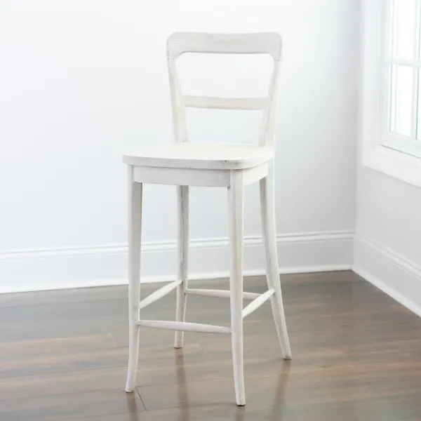 Bar Stools & Counter Height Stools-Kirkland's Home Martin Lime Wash Open Back Wood Bar Stool White
