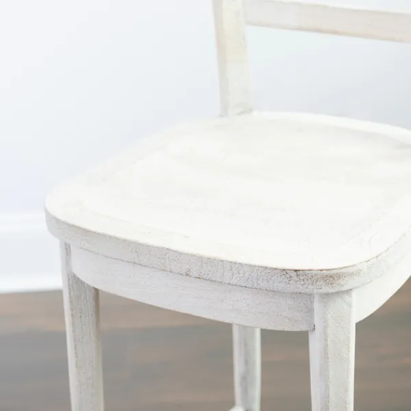 Bar Stools & Counter Height Stools-Kirkland's Home Martin Lime Wash Open Back Wood Bar Stool White