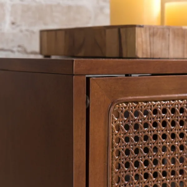 Tv Stands & Media Consoles-Kirkland's Home Martina Midcentury Woven Cane Media Cabinet Brown
