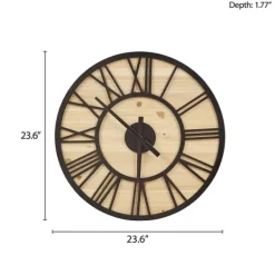 Clocks-Kirkland's Home Mason Metal And Wood Wall Clock