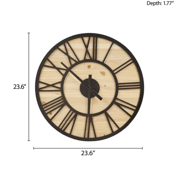 Clocks-Kirkland's Home Mason Metal And Wood Wall Clock