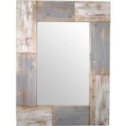 Decorative Mirrors-Kirkland's Home Mason Wood Planks Wall Mirror Gray